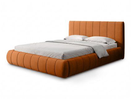oranžová manželská posteľ s úložným priestorom 160x200 Mollia