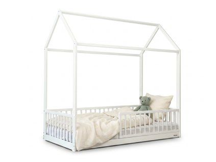 Biela domčeková montessori posteľ Monty Cottage 80x160