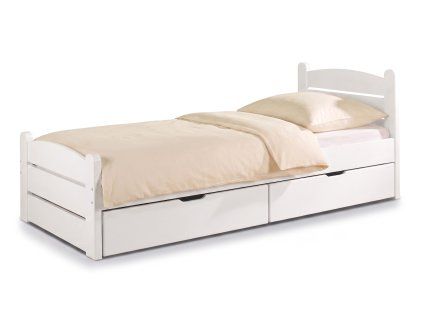 Biela posteľ s úložným priestorom 90x200 Romia