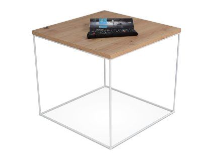 bielo-hnedý kovový stolík elean dub artisan